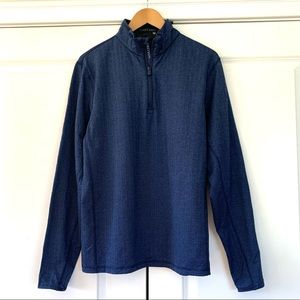 Greyson Sz M 1/4 Zip Pullover Long Sleeve Golf Shirt Jacket Blue Herringbone